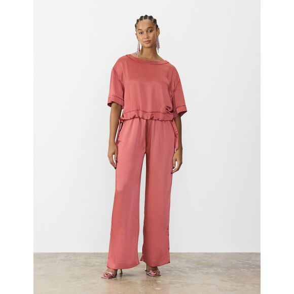 GSTQ Women's Satin Ribbon Pant Red Size Small